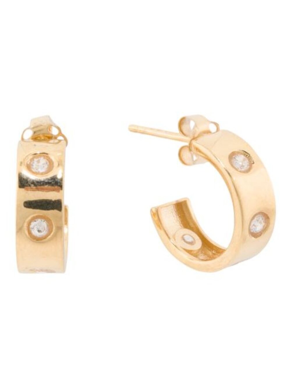 GOLDEN CLEF Made In Italy 14kt Gold Cz Hoop Earrings
